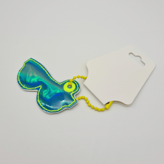 Kleiner Anhänger Brille #9 holo-blaugrün/neon-gelb
